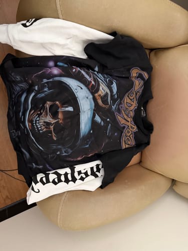 Customer photo review of Godspeed Space Traveler Layered Tee Black