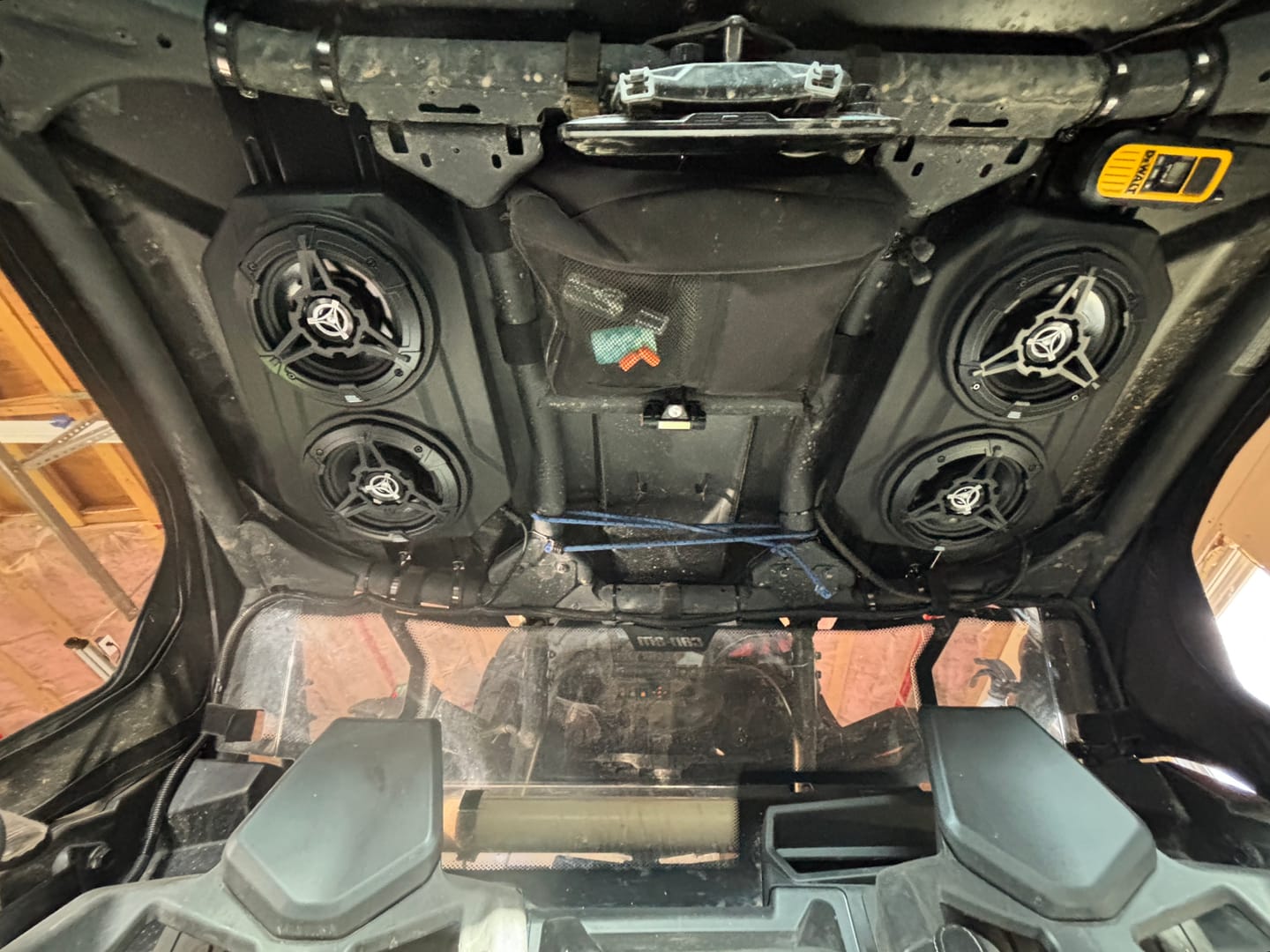 Customer photo review of UTV Sound System 6.5 Inch Speakers Overhead Stereo Bluetooth Fits 1.625-1.9in Roll Cages