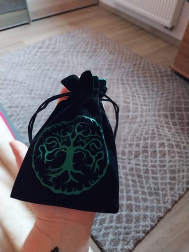 Customer photo review of Forest Black & Green Velour Würfelbeutel