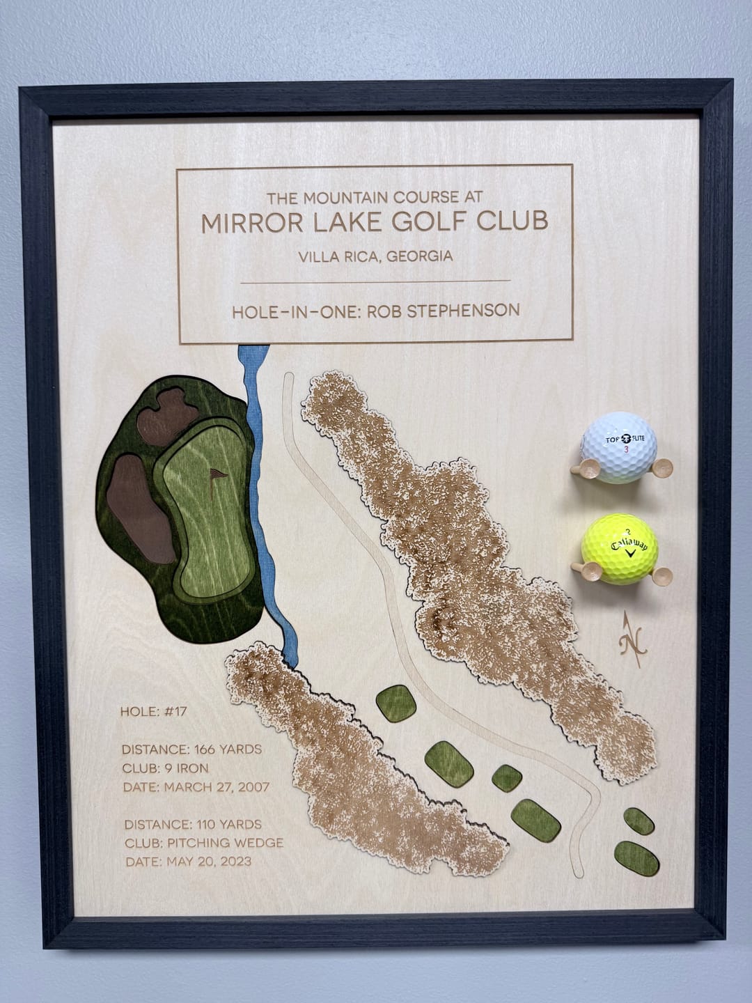 Customer photo review of Personalized Hole-in-One | Single Hole Golf Art