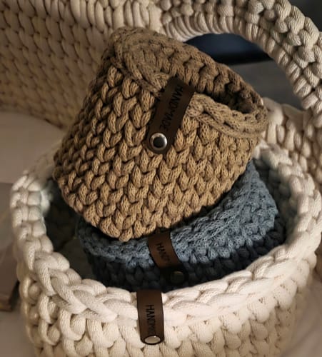 Customer photo review of Kunstleder Label HANDMADE für Häkelkörbe etc. - 90x15 mm - CS0018