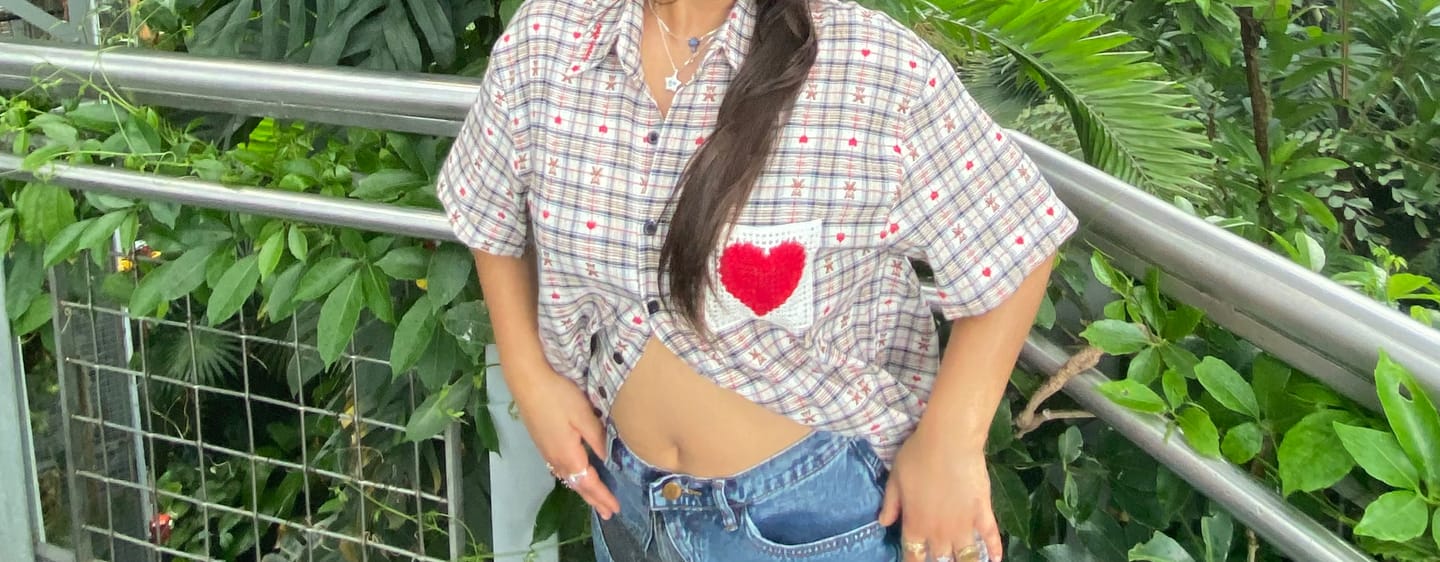 Customer photo review of Aelfric Eden Crochet Heart Pocket Plaid Shirt