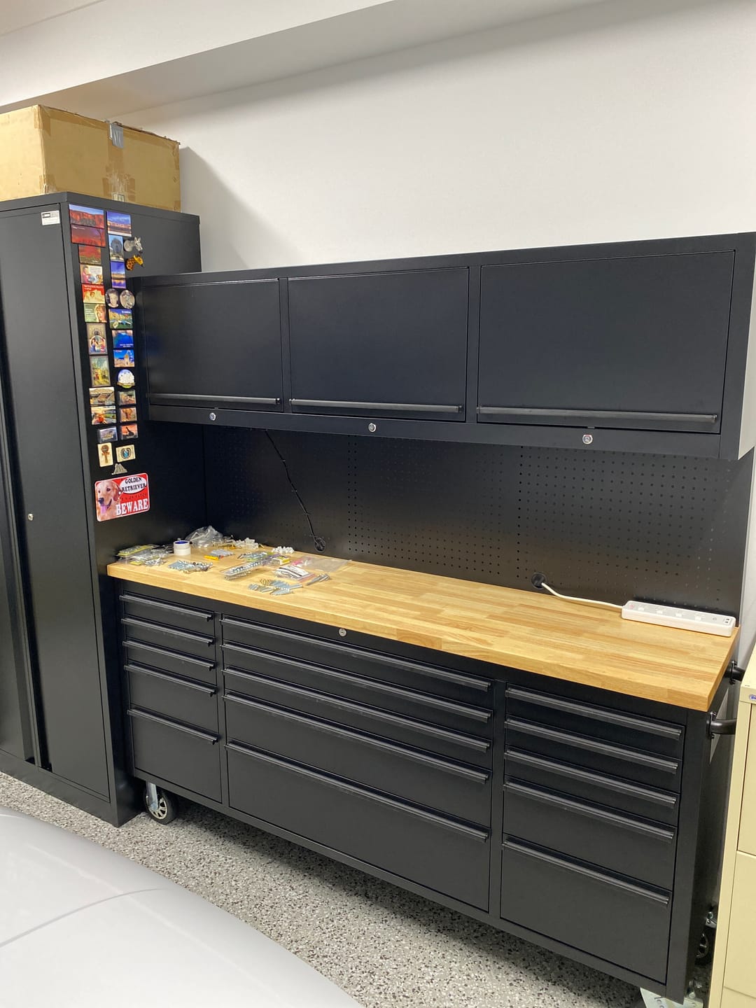 Customer photo review of 1.8M Wide (72") Stainless or Black  Workstation Cabinet & Pegboard Tool Box Amazing Quality!