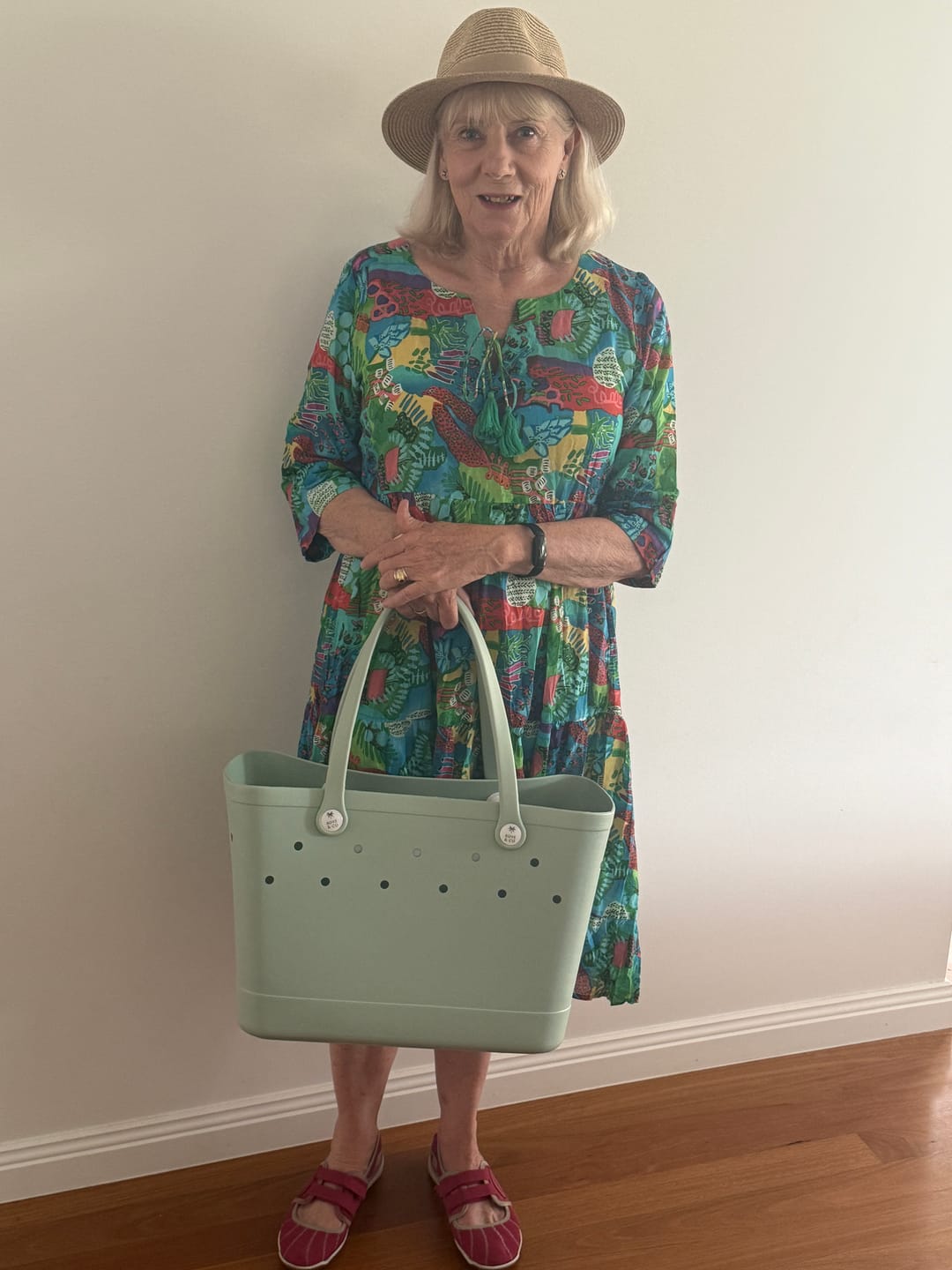Customer photo review of Maxi Tribe Bag in Sea Glass