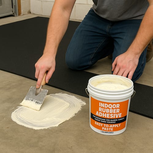 Customer photo review of Indoor Rubber Adhesive Non-Staining for Rubber Flooring & Matting Easy-To-Apply Paste