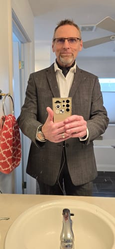 Customer photo review of Ties2you Black Silver Paisley Silk Ascot Cravat Tie Pocket Square Cufflinks Set