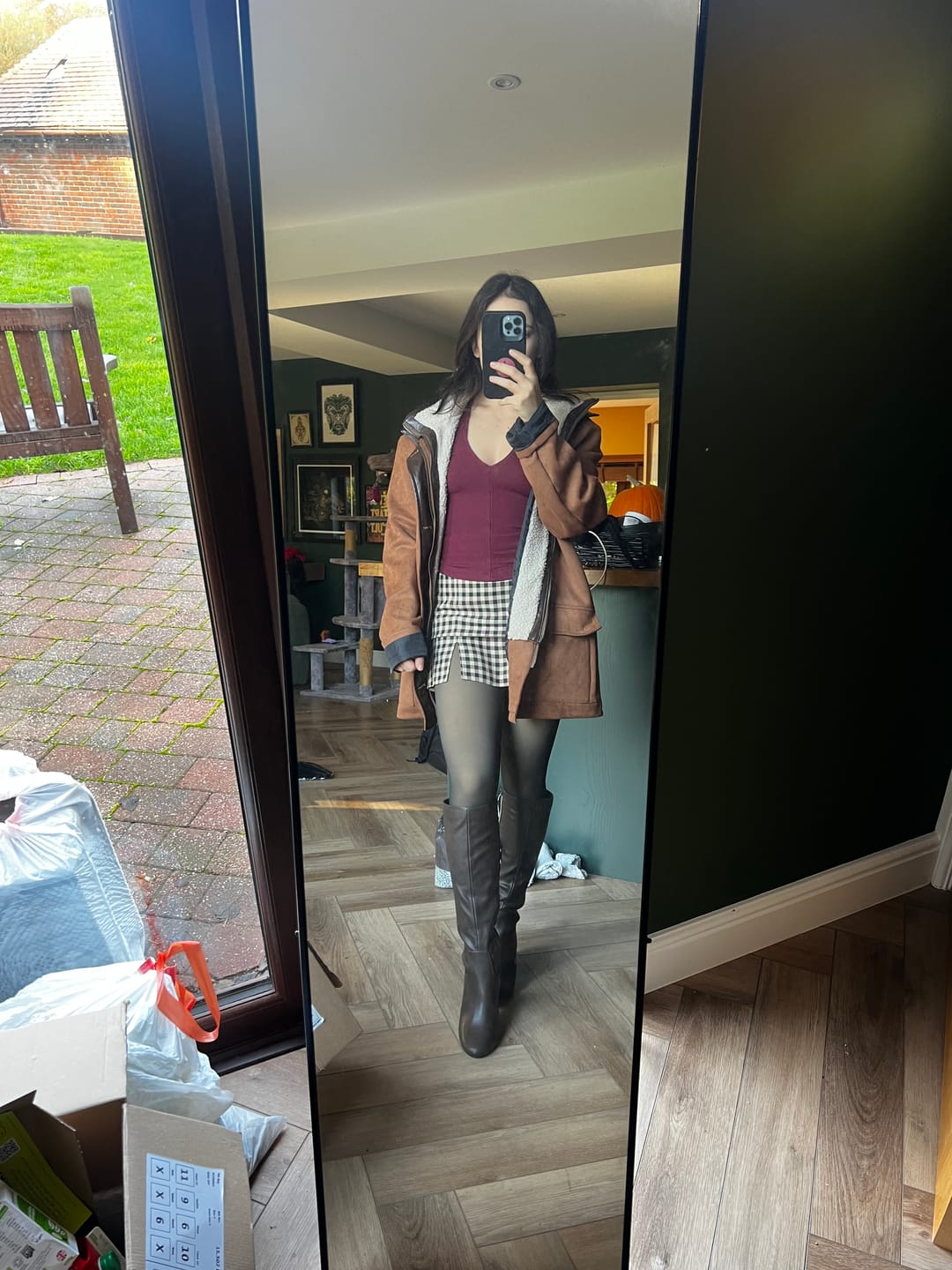 Customer photo review of Avocado Knee High Boots