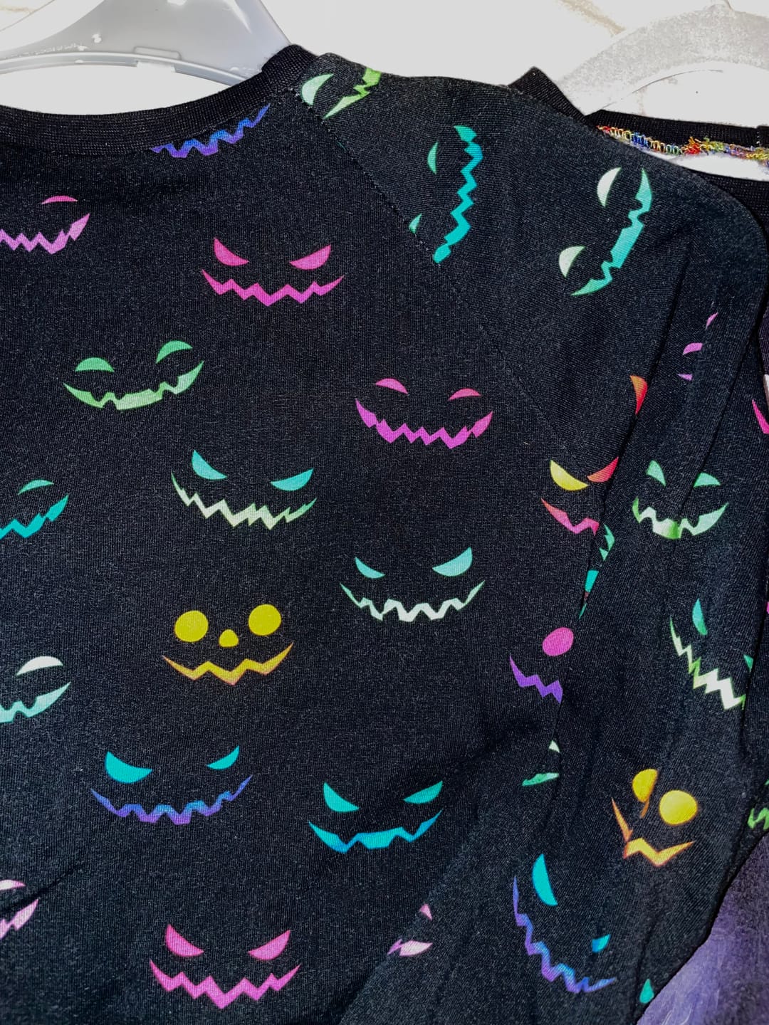 Customer photo review of Colourful Halloween Faces on Black French Terry Fabric