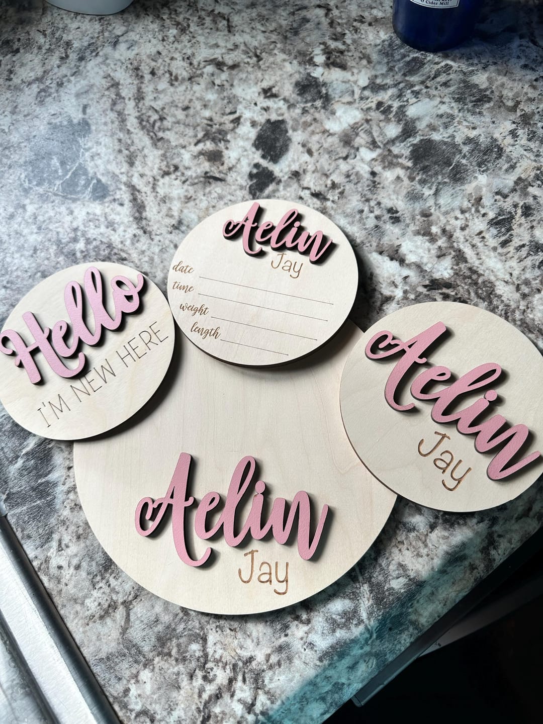 Customer photo review of Baby Name Announcement Sign with Stats