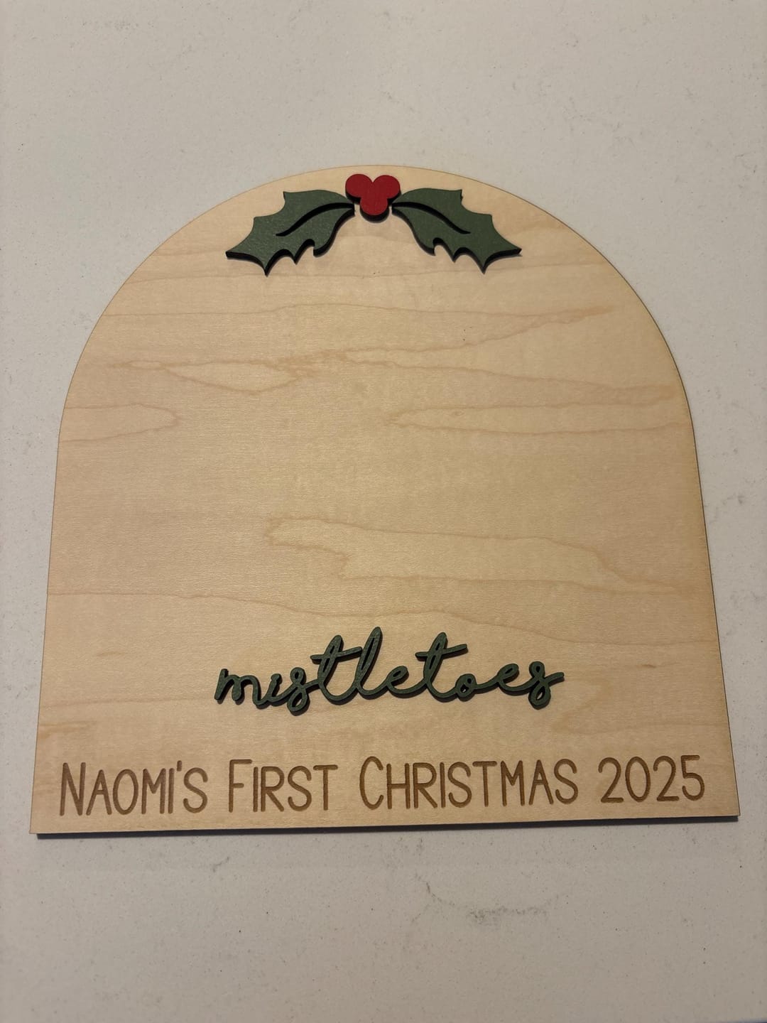 Customer photo review of Baby's First Christmas Mistletoe Footprint Craft