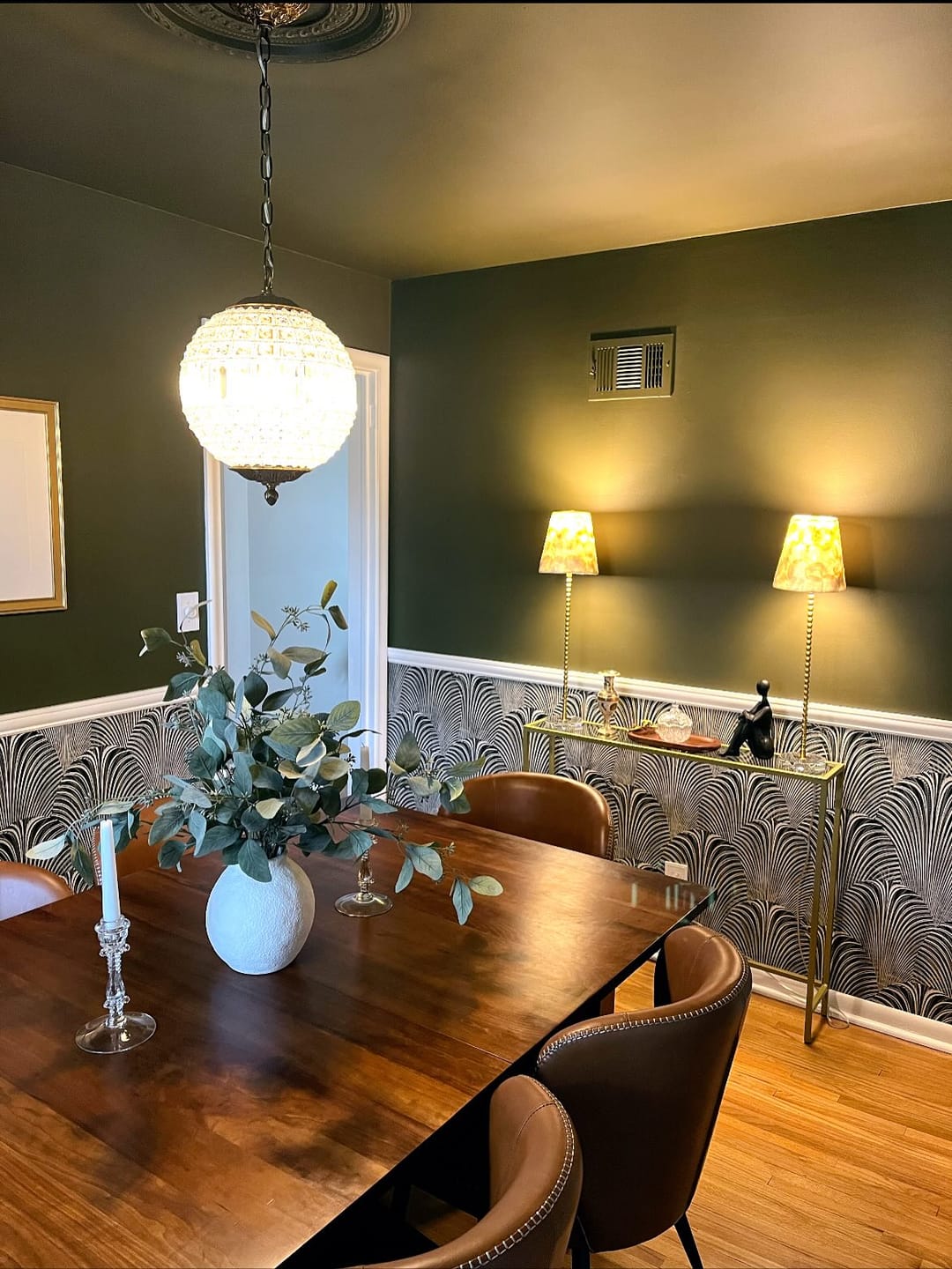 Customer photo review of French Antique Brass Crystal Globe Chandelier