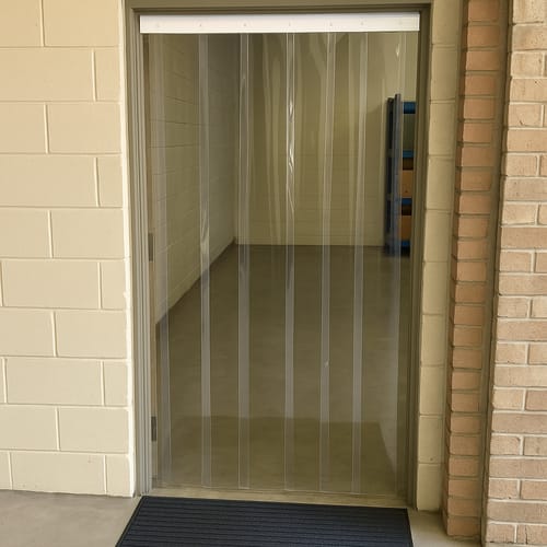 Customer photo review of Standard Strip Curtains QuickMount - Energy-Saving Clear PVC, No Metal Parts, Toughened Polypropylene Rails, Easy Install, For Pedestrian Doorways