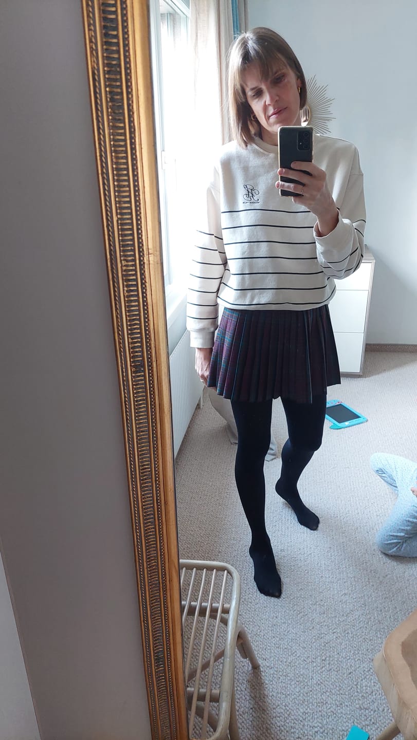 Customer photo review of Jupe plissée à carreaux bordeaux S/M vintage