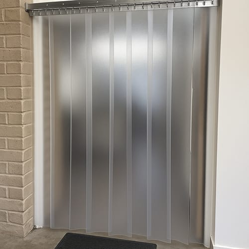 Customer photo review of Frosted PVC Strip Curtains Hook-On - Energy-Saving, Privacy, Easy Install, Stainless Steel Rails, Flexible, Obscure, 0°C to +40°C, For Doorways