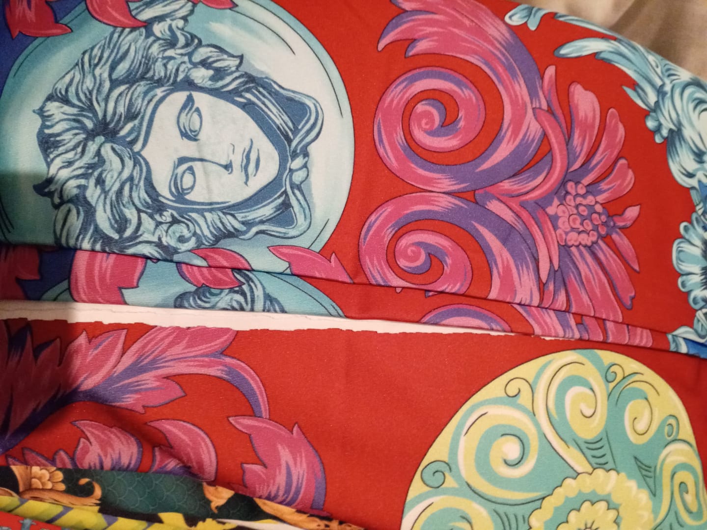 Customer photo review of Purple Swirl Crepe Fabric by Metre