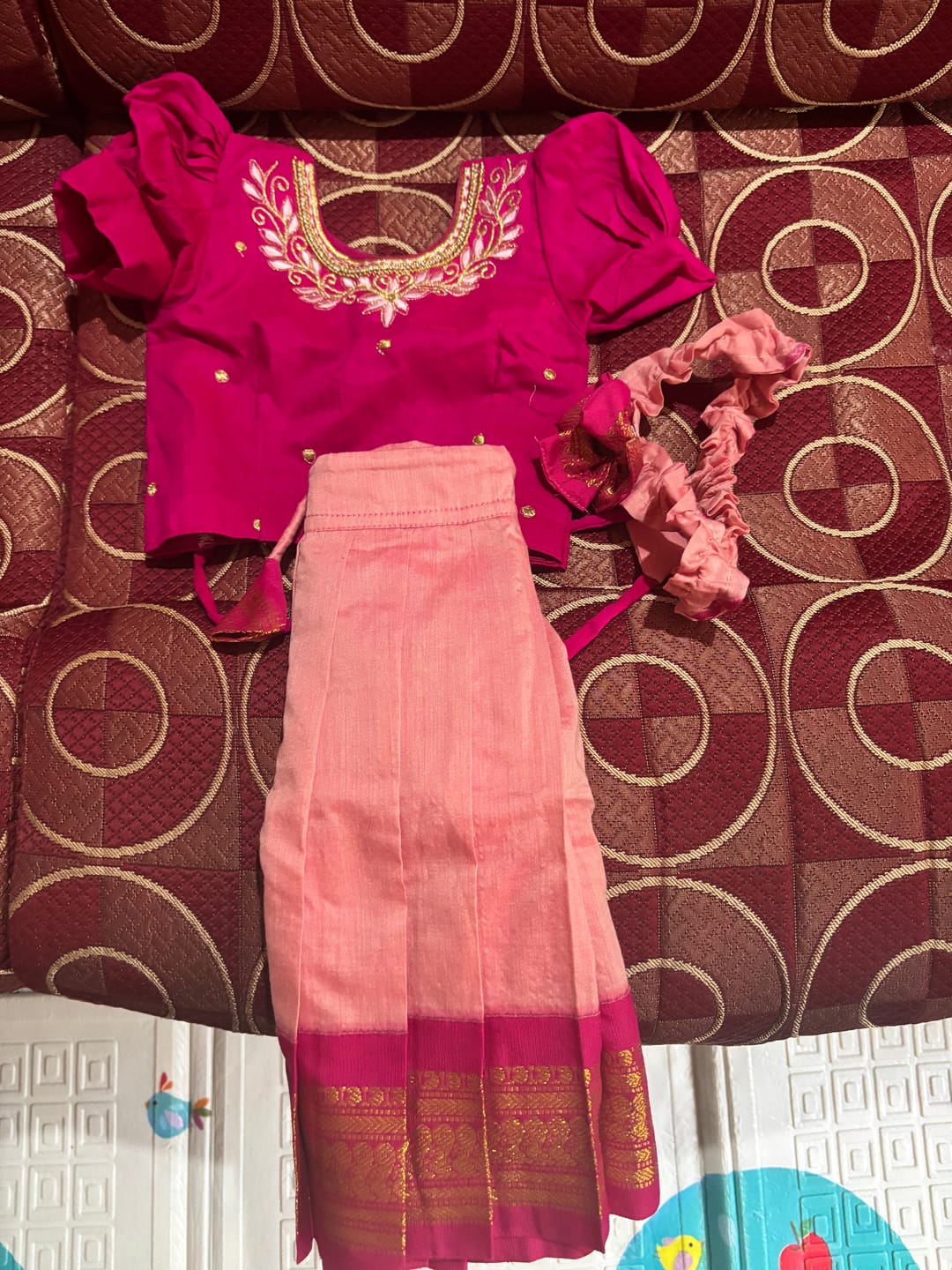 Customer photo review of Pink and Blush Kids Langa Blouse – Ethnic Lehenga Dress for Baby Girl