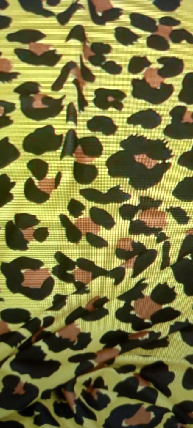 Customer photo review of Yellow Leopard Print Lycra Stretch Fabric by the Metre