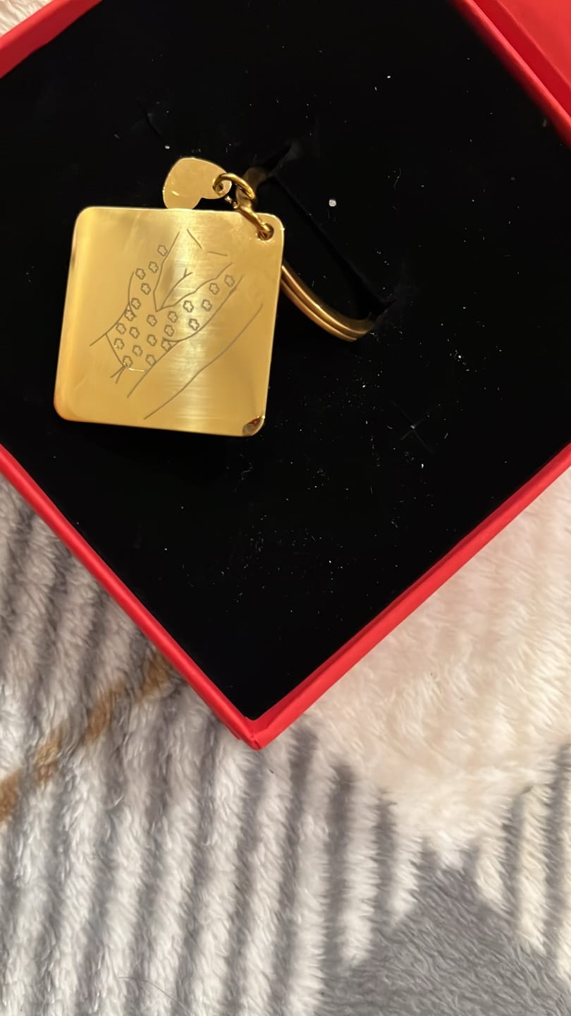 Customer photo review of Spicy Custom Engraved Photo Keychain