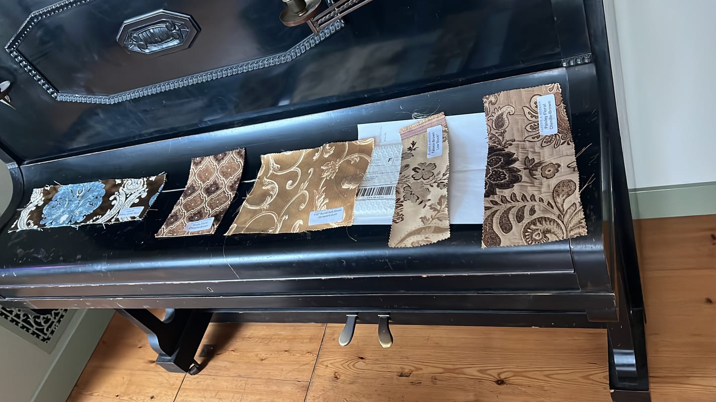 Customer photo review of 110" Wide SCROLL Floral Soft Sheen Jacquard Fabric | 10 Colors