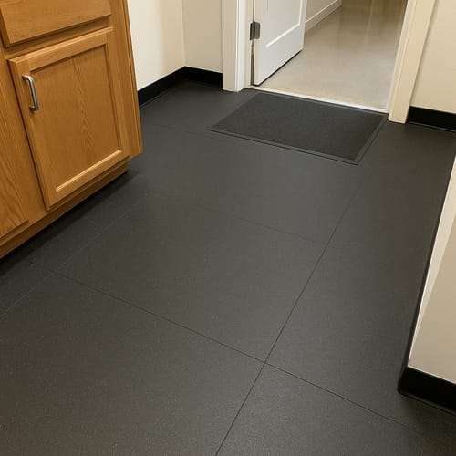Customer photo review of Noise Reducing Economically Slip Resistant Plain Rubber and Polymer Flooring