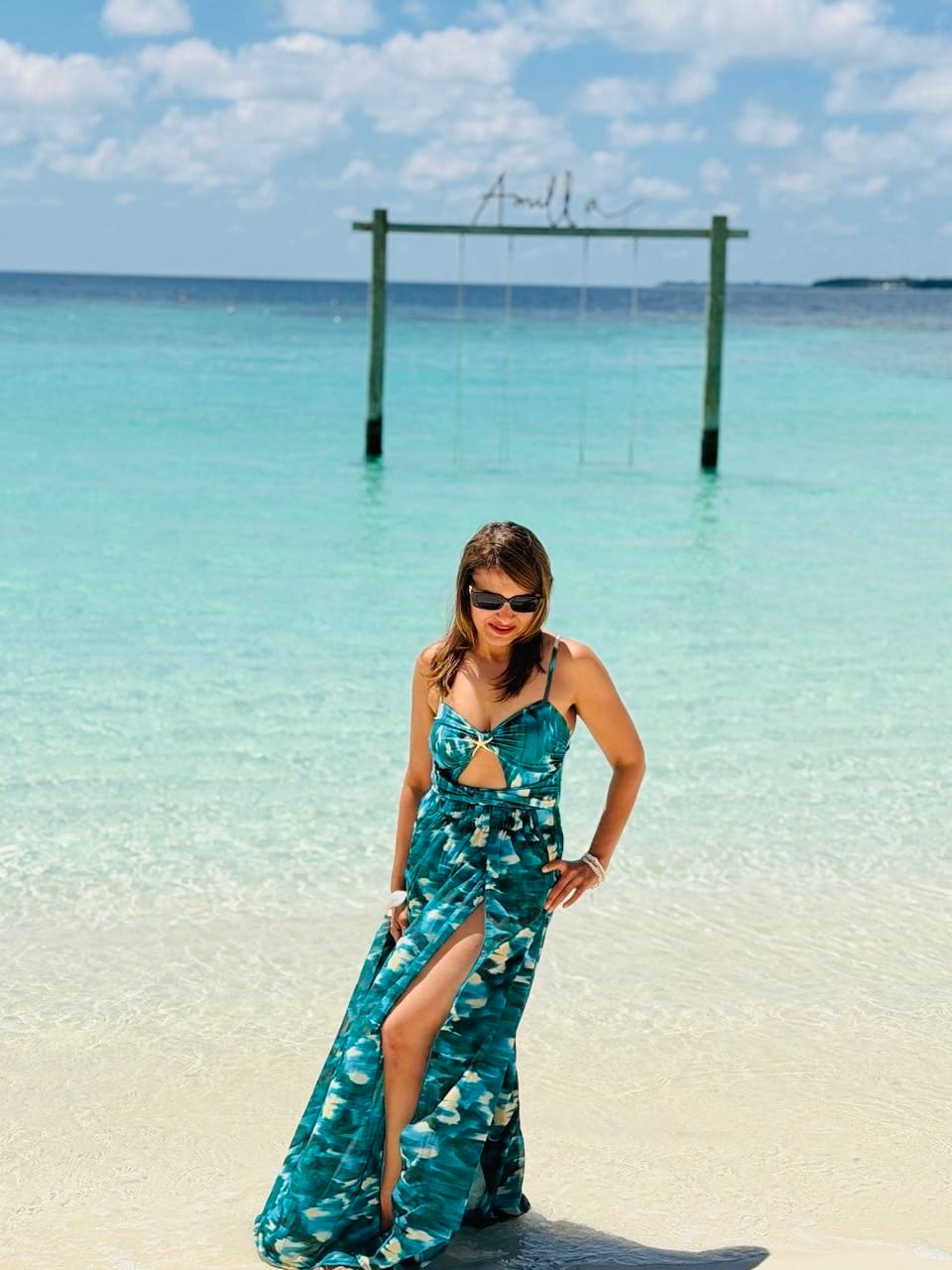 Customer photo review of Aspen Swimsuit With Sarong Skirt In Dark Green