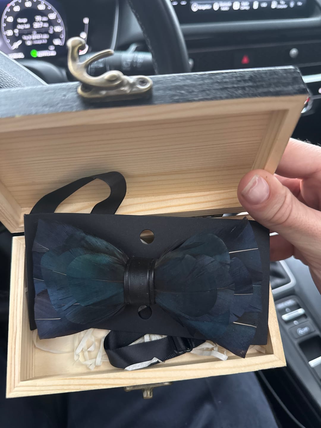 Customer photo review of The Azul- Feather Bow Tie