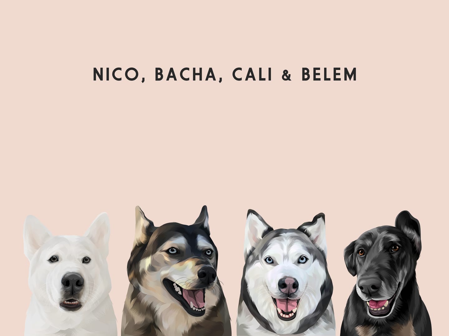 Customer photo review of Custom Four Pet Portrait