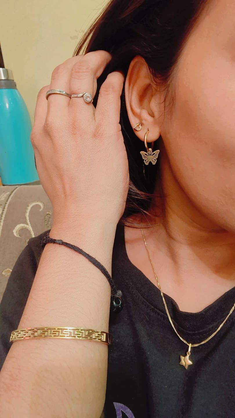 Customer photo review of Sylvia Butterfly Hoop Earrings
