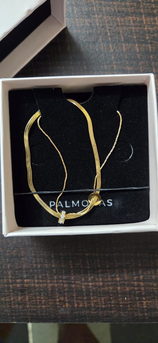 Customer photo review of Gilded Rings Layered Necklace & Snake Charm Bracelet Combo Set