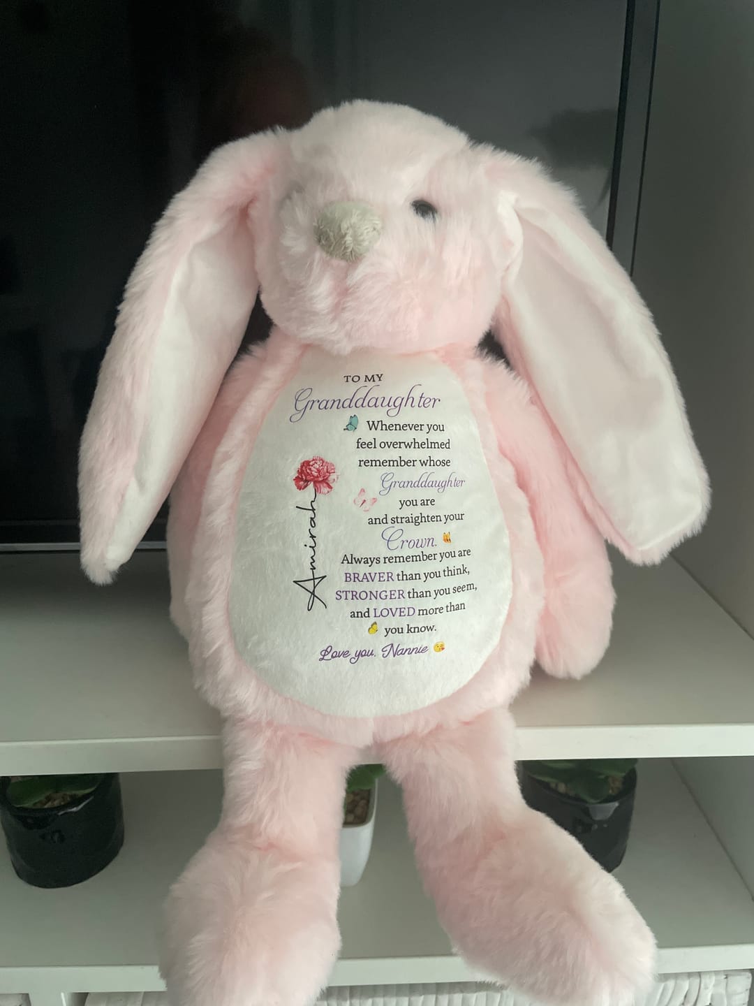 Customer photo review of To My Granddaughter - Whenever You Feel Overwhelmed - Personalized Stuffed Bunny