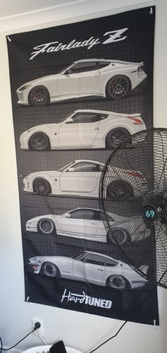 Customer photo review of Nissan Z Generations Garage Flag