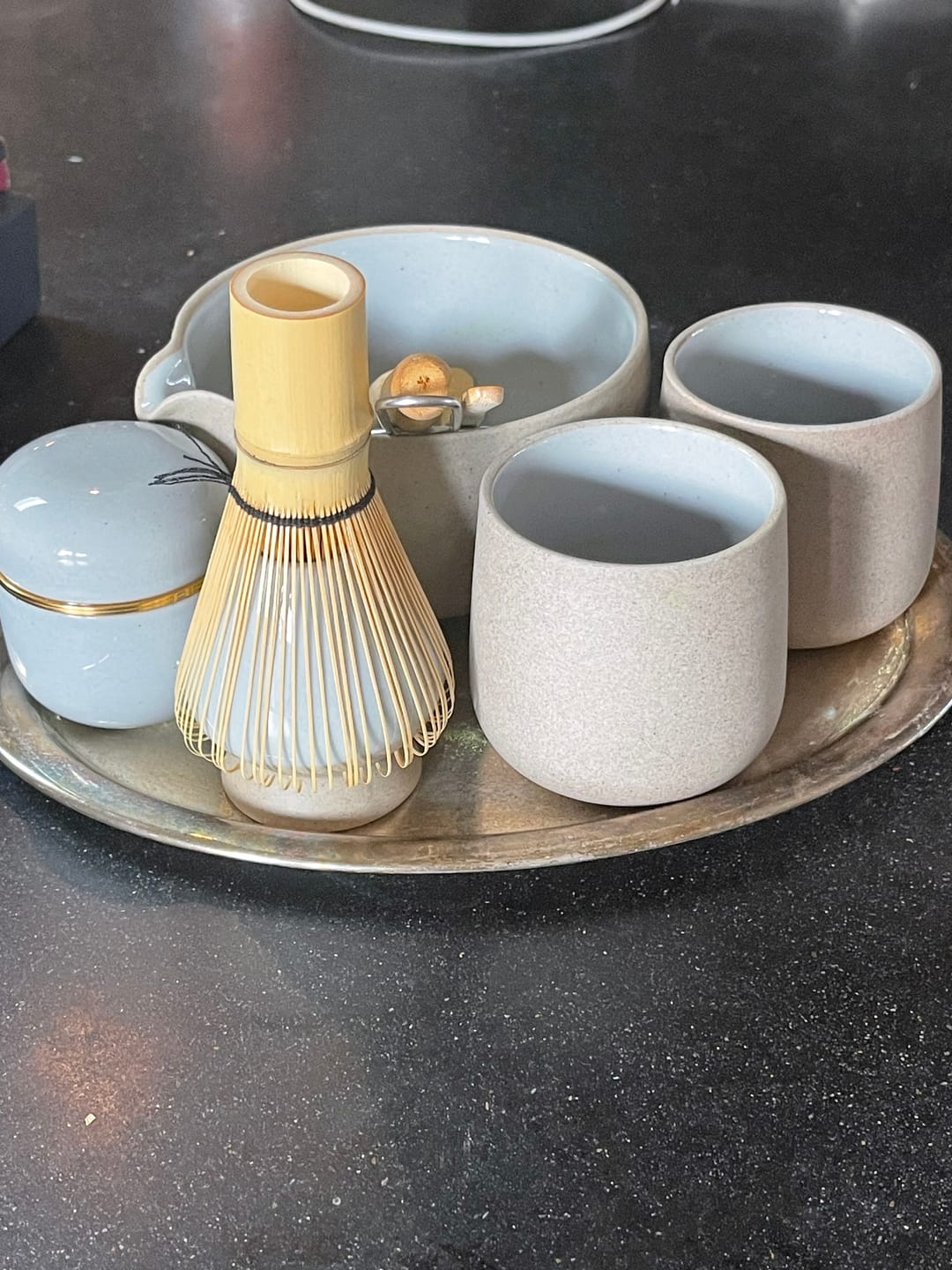 Customer photo review of Tea Tin-Celadon Ceramic Tea Canister for Matcha Powder 18g Dusty Grey