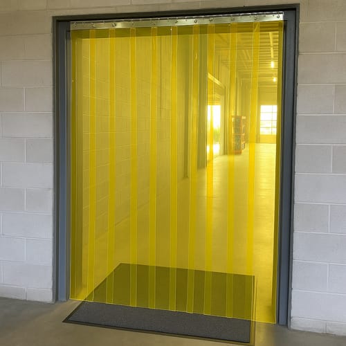 Customer photo review of Transparent Yellow PVC Strip Curtains - Hook-on, Energy-Saving, Flexible, for Pedestrian Doorways, Includes Stainless Steel Rails - 0°C to +40°C