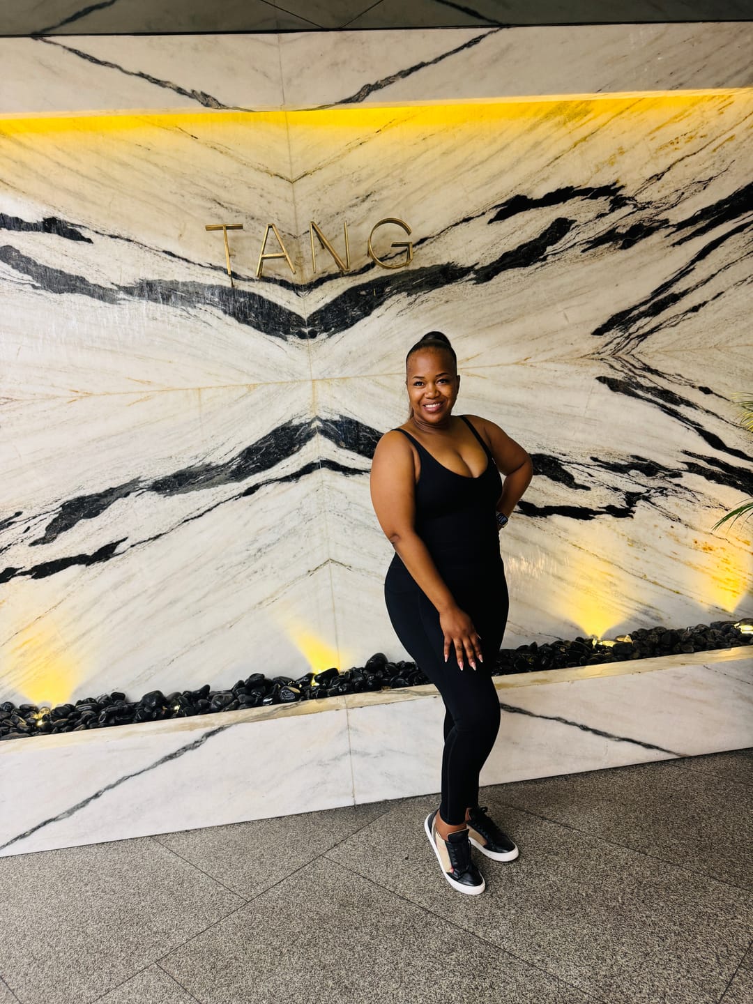 Customer photo review of All Black Active Wear Women's Fitness Set