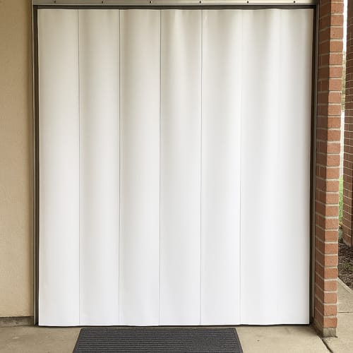 Customer photo review of Solid White QuickMount Curtains – Energy-Saving, Opaque PVC Strip Curtains for Privacy, Blackout, Weather Protection, Easy Installation