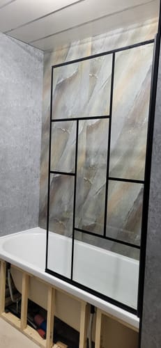 Customer photo review of Matt Black 1400mm Abstract Square Bath Screen
