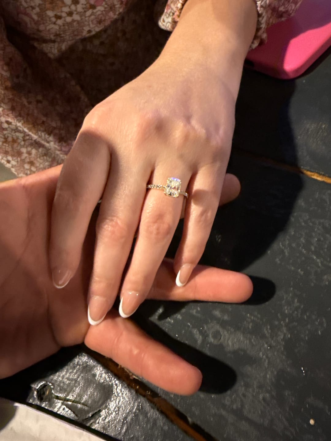 Customer photo review of S925 Rodiffy Moissanite 2.0 Ct~4.0 Ct Radiant Cut Yellow Gold/White Gold Engagement Ring For Women