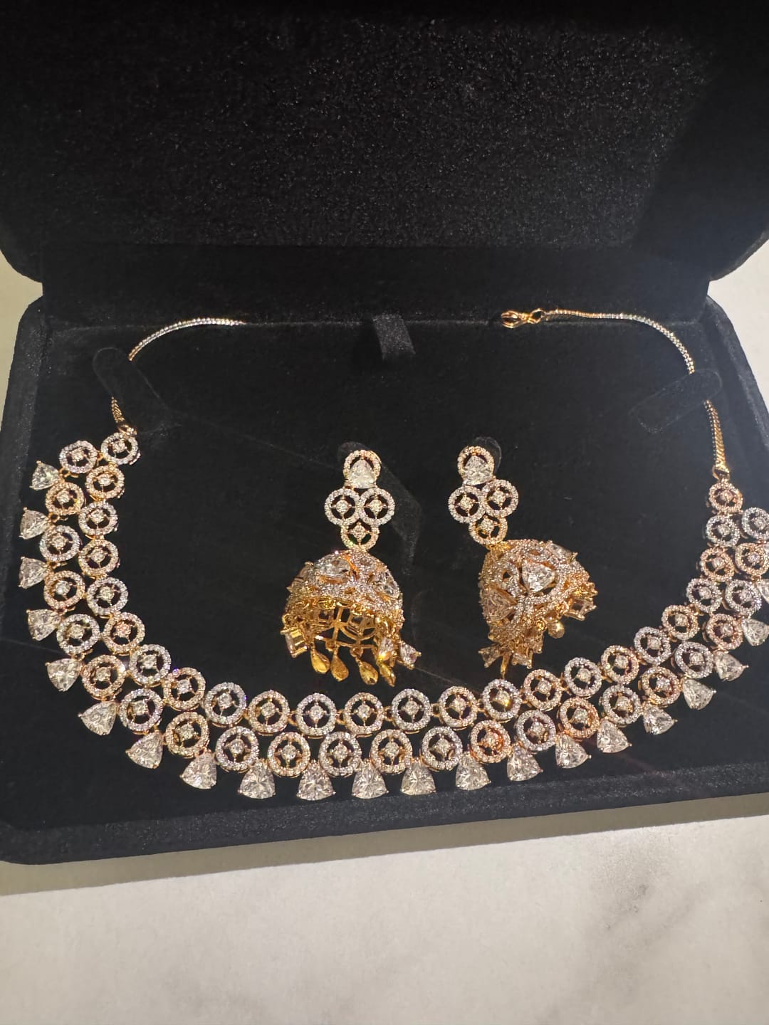 Customer photo review of Zeba - Diamante Necklace Set with Jhumka Earrings