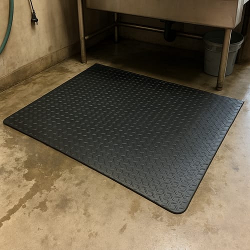 Customer photo review of Heavy-Duty Non-Slip Diamond Tread High Oil & Chemical Resistant Safety Flooring for Wet & Dry Areas