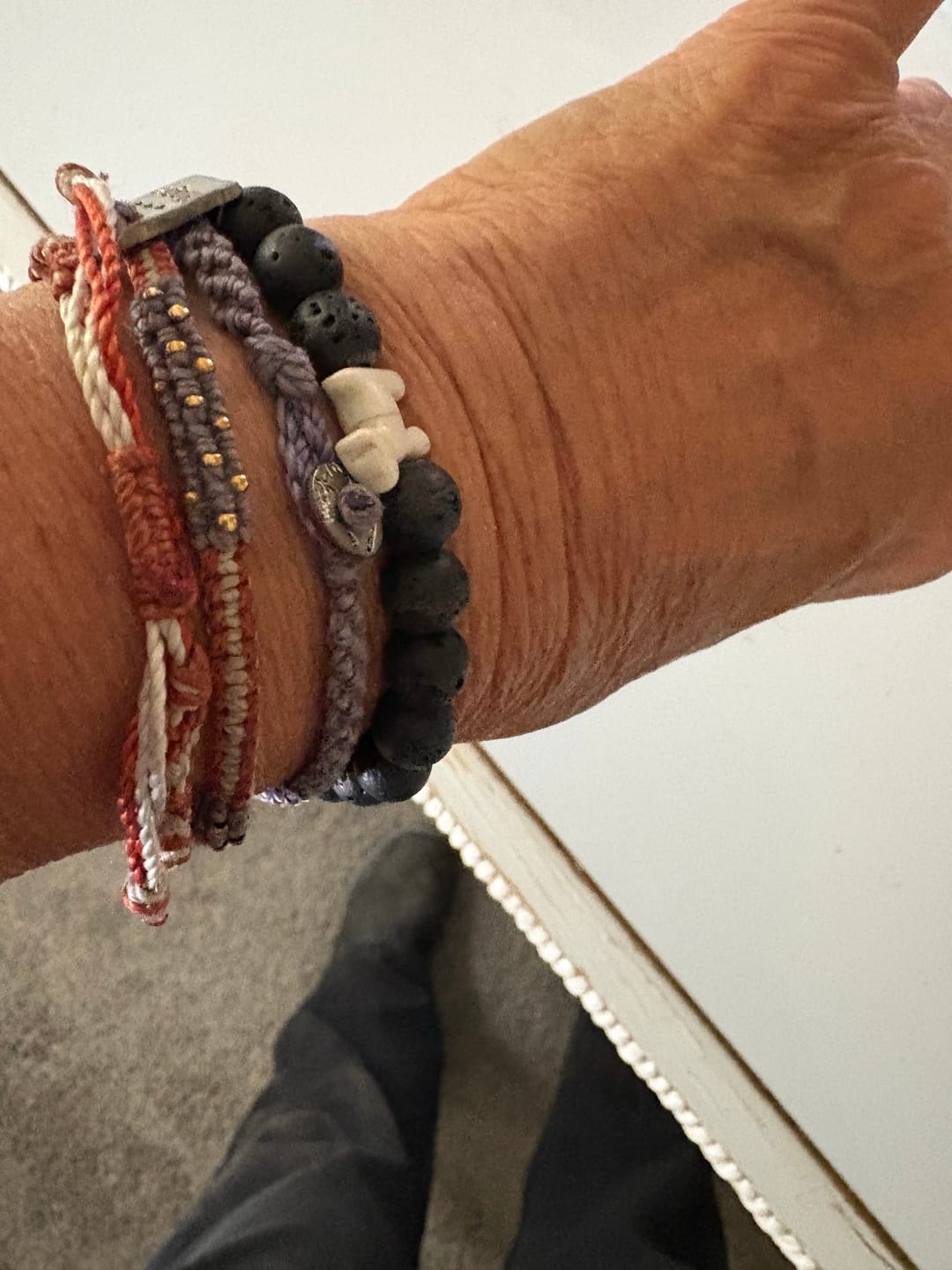 Customer photo review of STRA Dog Black Lava Beaded Bracelet