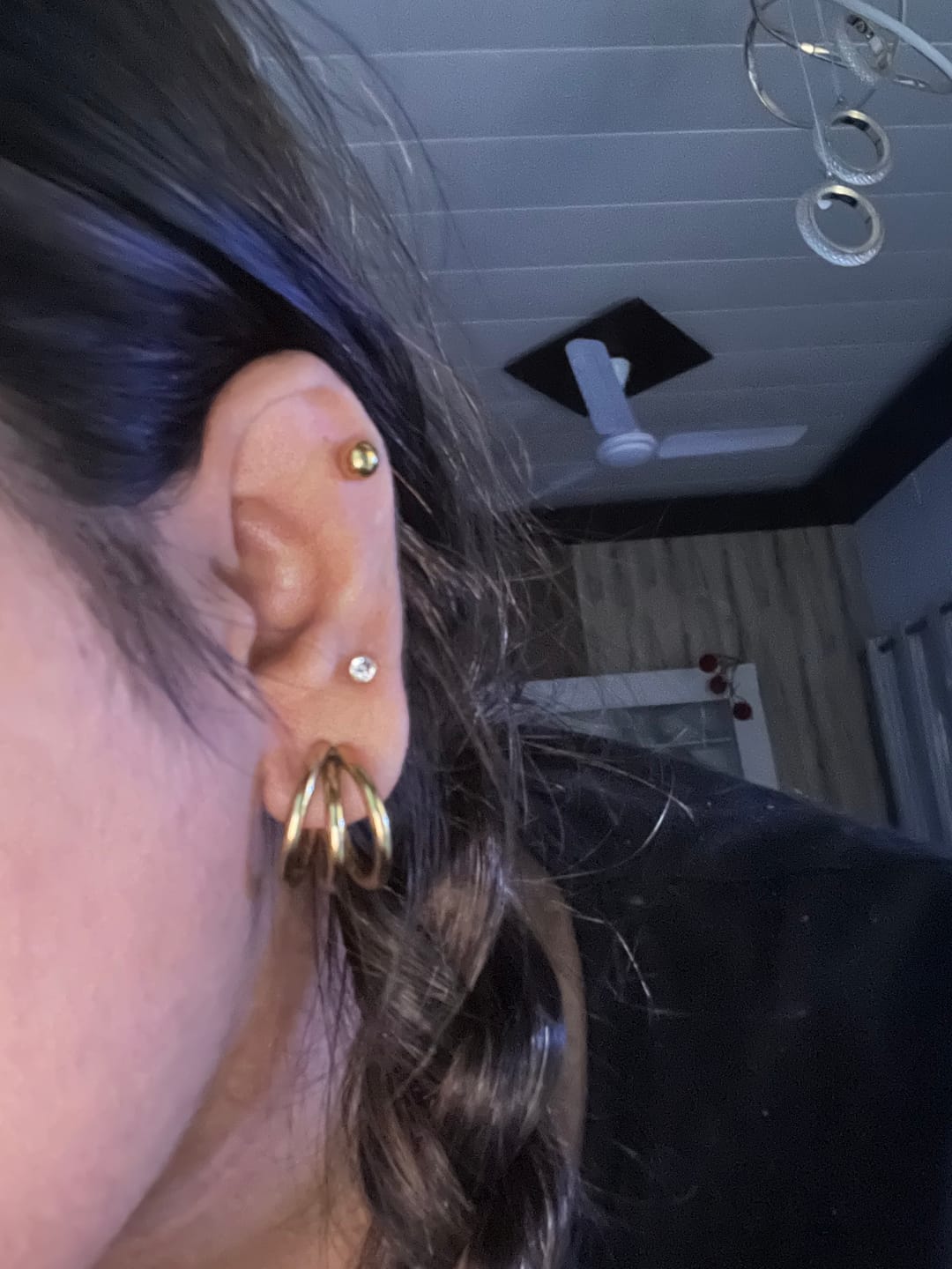 Customer photo review of Minimalist Heart Stud Earrings