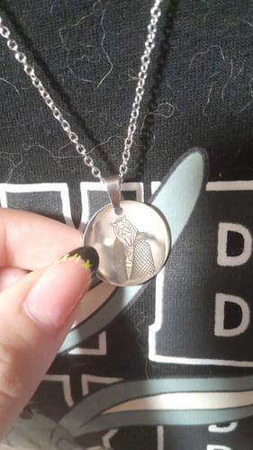 Customer photo review of Soulmate Custom Engraved Photo Circle Necklace