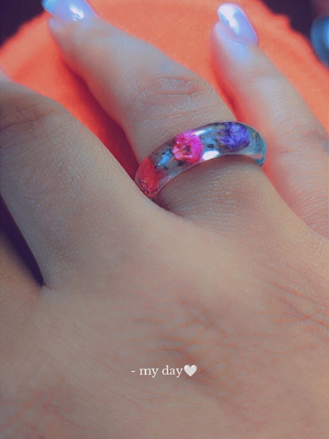 Customer photo review of Wildflower Ring with Cremation Ash