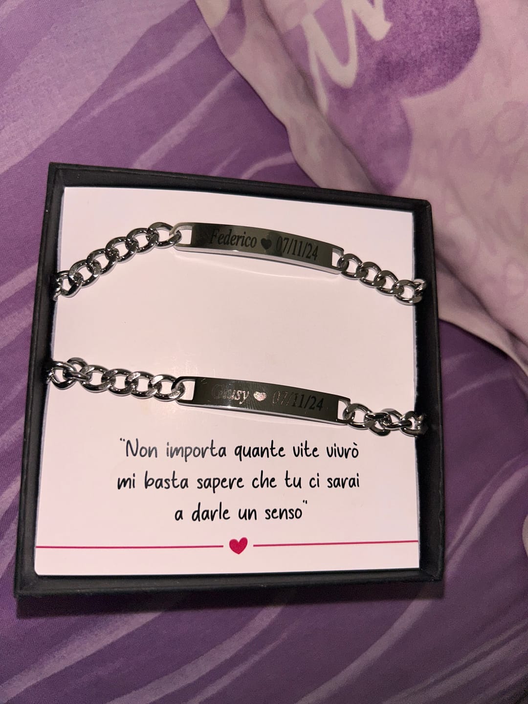 Customer photo review of Bracciali per Coppia Personalizzati con Incisione ✦ Unione Eterna