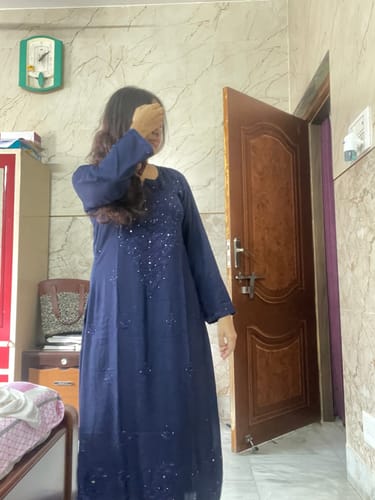 Customer photo review of Navy Blue Rayon mukaish Long Kurta
