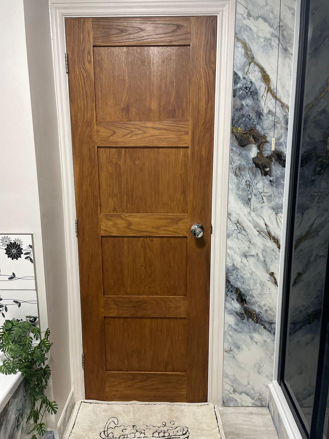 Customer photo review of 10mm Ocean Blue Gloss Shower Panel 1M x 2.4M