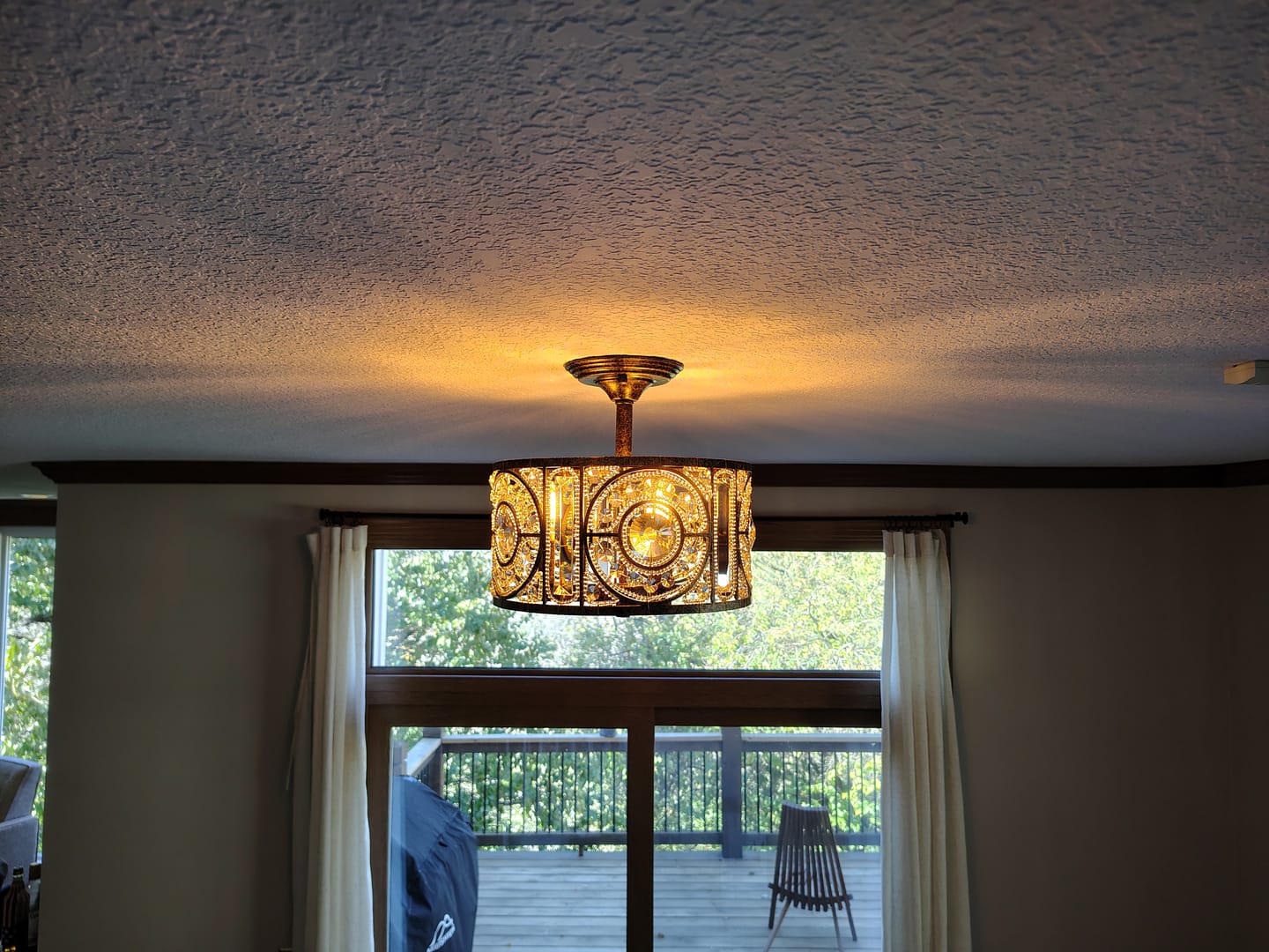 Customer photo review of Luxe Moroccan Antique Crystal Drum Semi Flush Mount