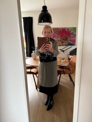 Customer photo review of Casual color block letter print pocket hooded dress