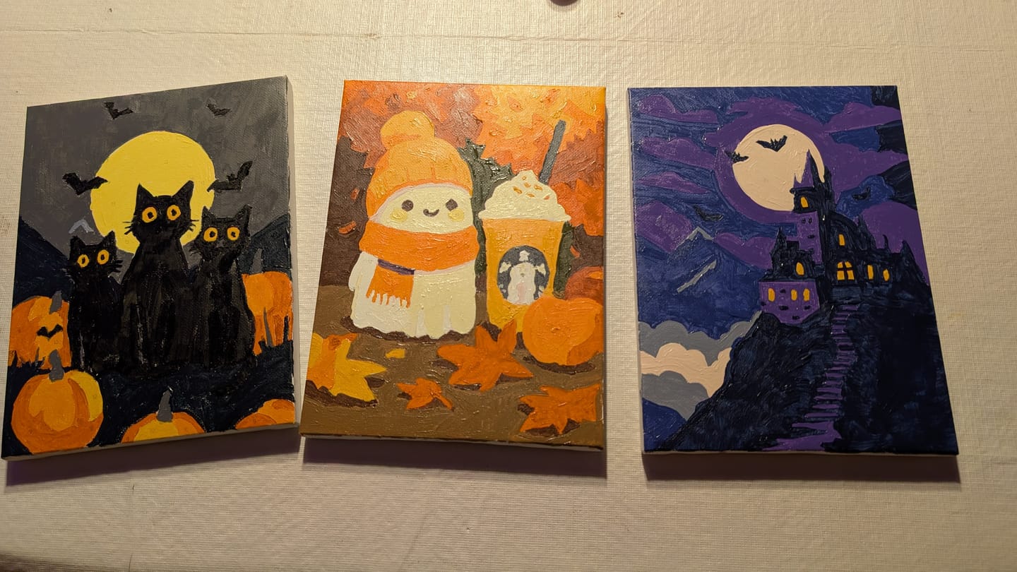 Customer photo review of 6 Mini Paintings - Spooky Autumn Set