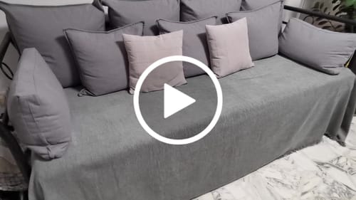 Customer video review of Jeté de Canapé Tissé Herringbone Gris